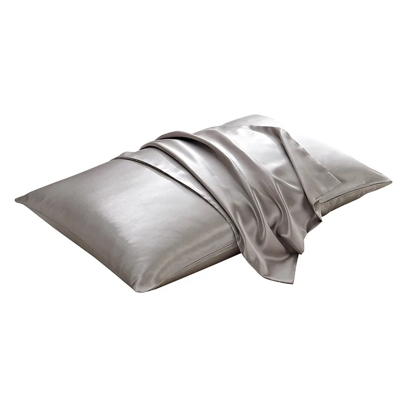 2PCS Summer Satin Envelope Pillowcases Plain Colour Soft Pillow Sham Standard Queen King Size Multicolor Pillow Cover