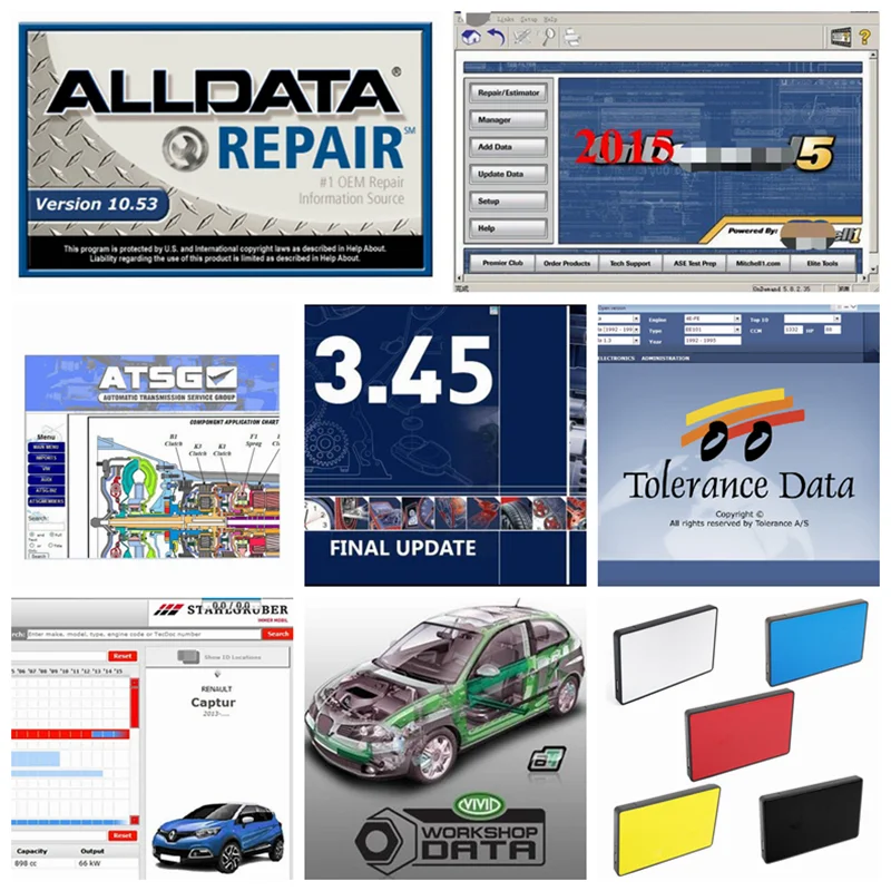 

2022 горячая Распродажа Alldata и Mit-chell программное обеспечение для ремонта автомобилей, яркий рабочий стол, многоязычный ElsaWin 6,0 Atris Stakis 10in1TB HDD