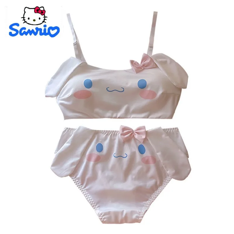 

Sanrio kawaii soft girl pure desire wind bra thin section cinnamon roll cartoon anime underwear set cute sexy bra holiday gift