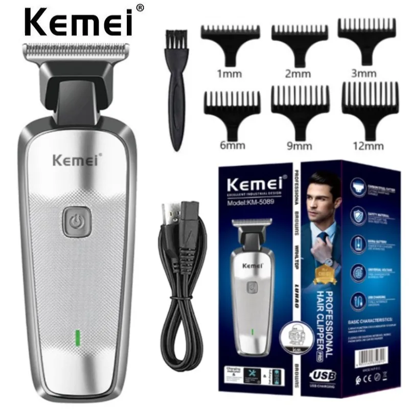 

Мужская Беспроводная Бритва Kemei, профессиональная Бритва для бороды, машинка для стрижки волос, набор для укладки
