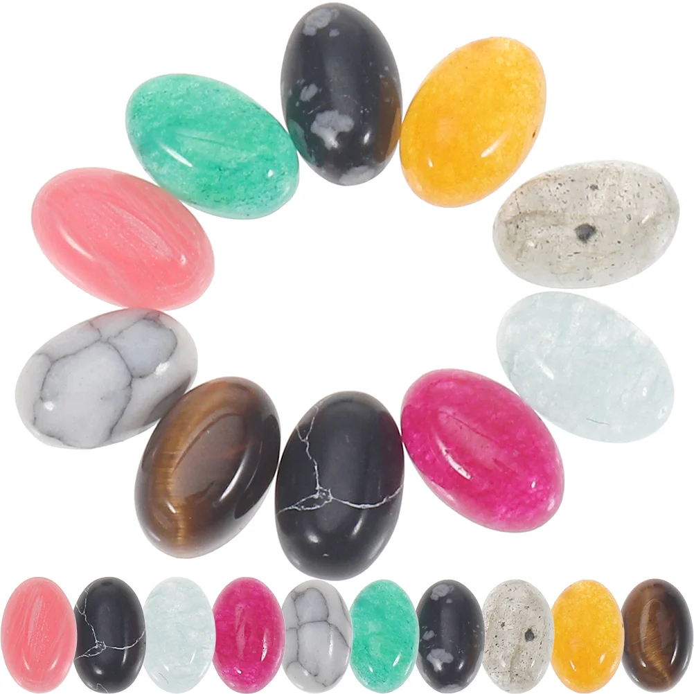 

20 Pcs Oblate DIY Charms Gemstones Crafts Accessories Natural Cabochons Jade Cabochons Beads DIY Handmade Jewelry