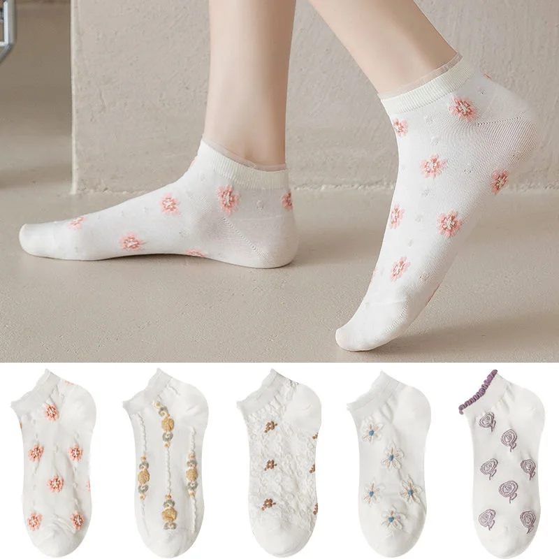 10 pairs of white socks women's socks cotton ins tide ladies short tube student women's socks Lolita Japanese cute boat socks