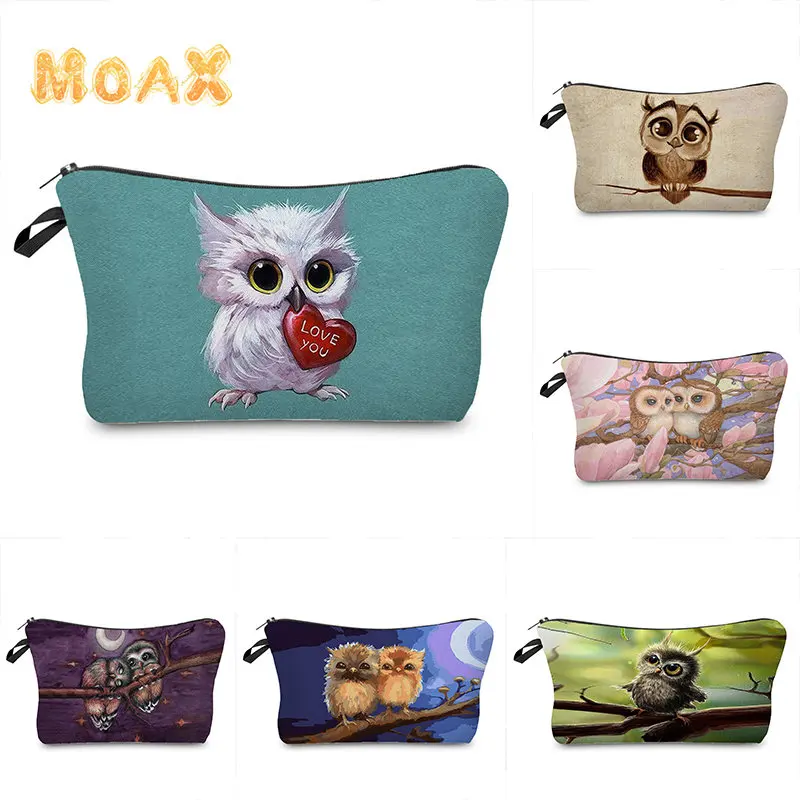 

Cartoon Owl Print Cosmetic Bag for Wemen Gift Ladies Travel Shopping Convenient Fashion Toiletry Bags Reusable Casual Handbag