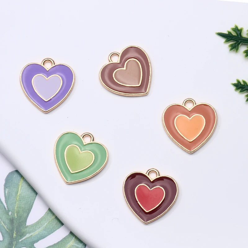 

20Pcs Color 16*16mm Cute Love Charms Pendant DIY Necklace Earrings Key Chain Making Accessories Bracelets Jewelry Craft Supplies