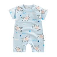 2022 infant spring autumn baby jumpsuit cotton cartoon printing short sleeve rompers for 0 1 years old babies