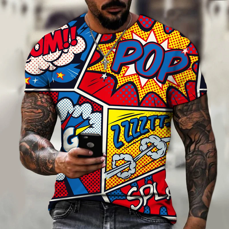 

Men's Graffiti 3D Print T-shirt Hip-hop Street Three-dimensional T-shirt Funny 3D Print T-shirt Men's Fashion Clothes Tops