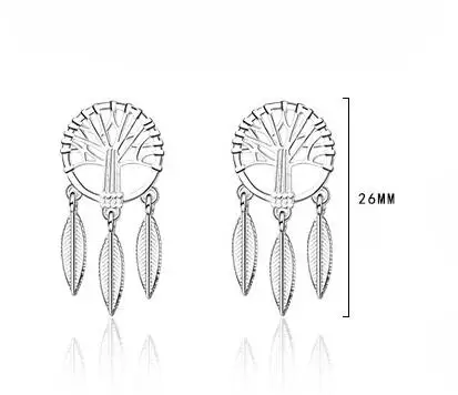 Настоящее серебро 925 пробы серьги Древо жизни для женщин серьги-гвоздики с