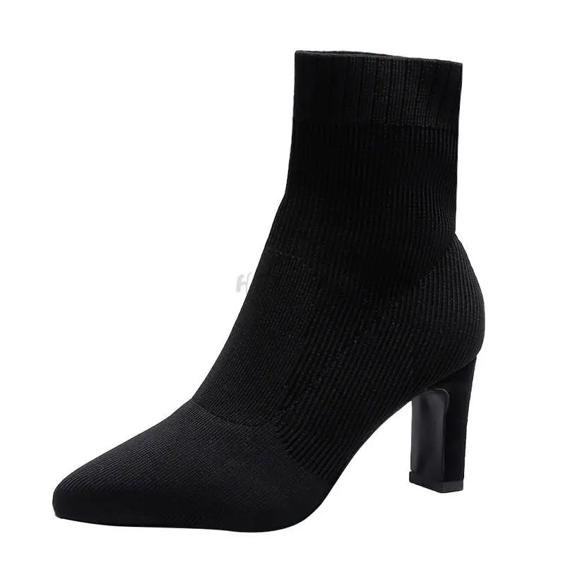 2022 Socks Boots Women's Boots Popular Net Red Fashion Boots Spring Autumn Short Boots Mid-tube Elastic High-heeled Ankle Boots