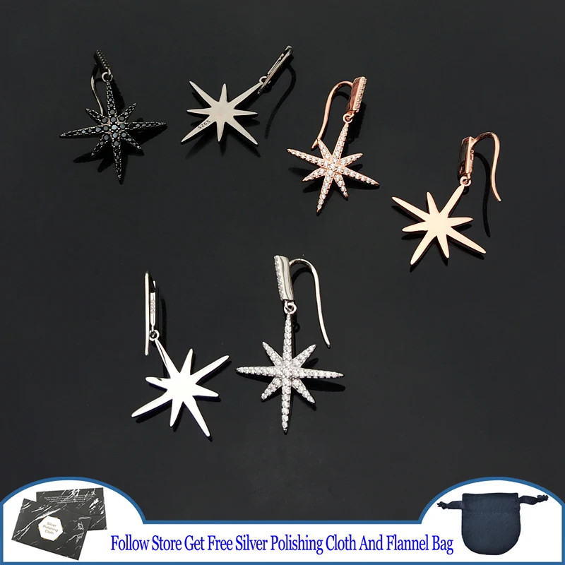 

Star Studded Meteor Pair Hook Earrings S925 Sterling Silver Fashion Classic Trend Women's Luxury Style Wedding Festival Jewelry