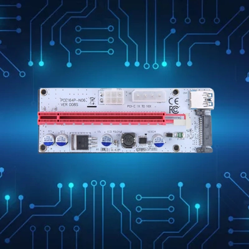 Переходная карта J0PB PCI-E 008S PCI Express 1X до 16X удлинитель 4 контакта 6 контактов