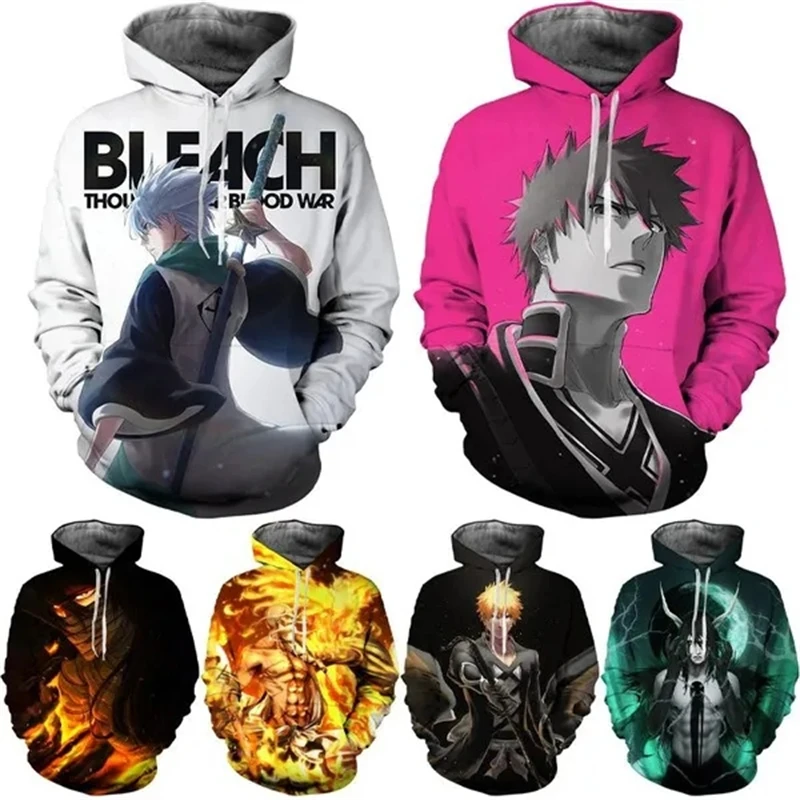 

Толстовка мужская с 3D-принтом, худи в японском стиле аниме, худи Kurosaki Ichigo, модная уличная одежда в стиле Харадзюку, y2k