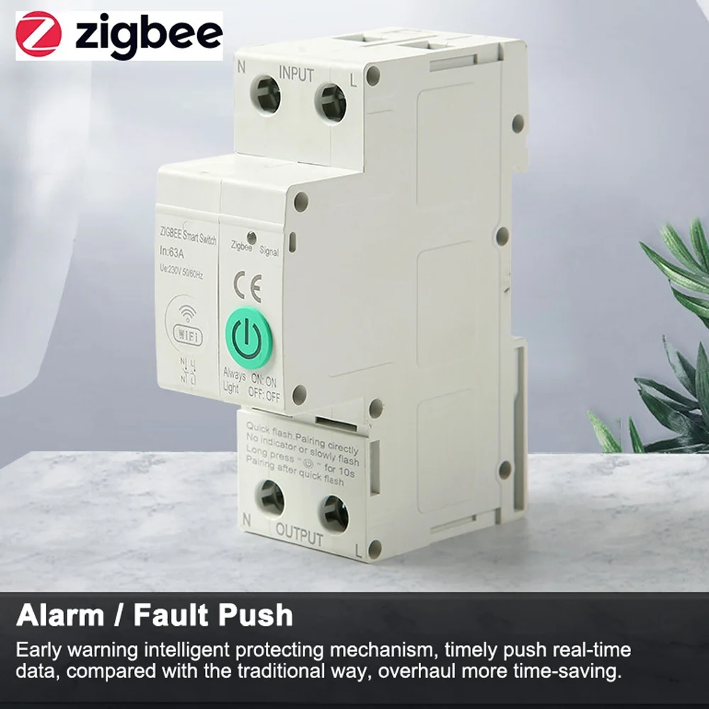 Фото Интеллектуальный автоматический выключатель Zigbee с беспроводным управлением через мобильное приложение и функцией голосового управления для домашней автоматизации. №4