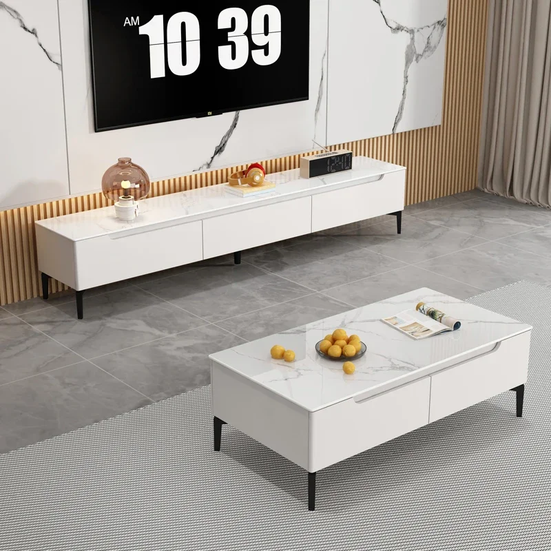 Портативные ТВ-консоли шкаф белые напольные полки для хранения стильная