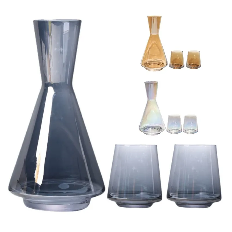 

400-1200ml Creative Slightly Luxury Whiskey Vodka Brandy Decanter Wine Glass Multi-Purpose Drinkware Wine Bottle Cup Set Gift