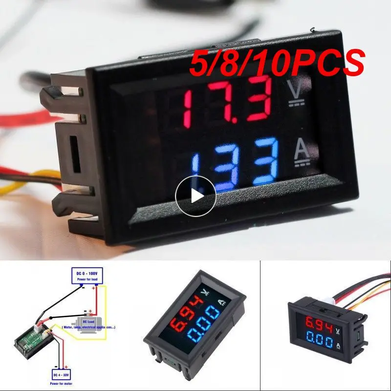 

5/8/10PCS Led Display Volt Meter Gauge Dc 100v 10a Digital Voltmeter Current Meter Tester Amp Dual Digital Voltmeter Ammeter