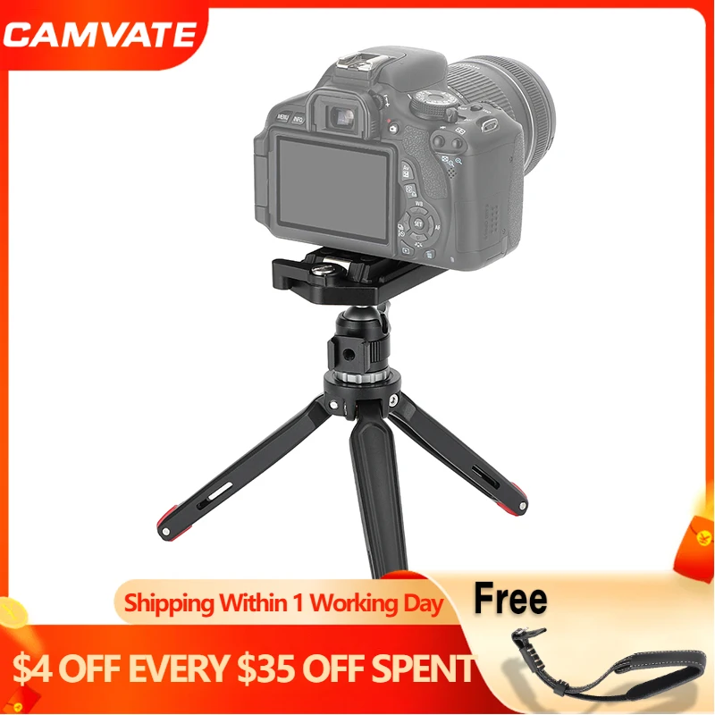 

Настольный мини штатив CAMVATE для камеры с шаровой головкой 1/4 "-20 с резьбой и быстроразъемной пластиной для зеркальных цифровых зеркальных камер