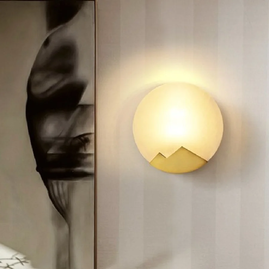 

Нордический настенный светильник LukLoy из мрамора, современный минималистичный медный Креативный светодиодный мраморный бра для гостиной, с...
