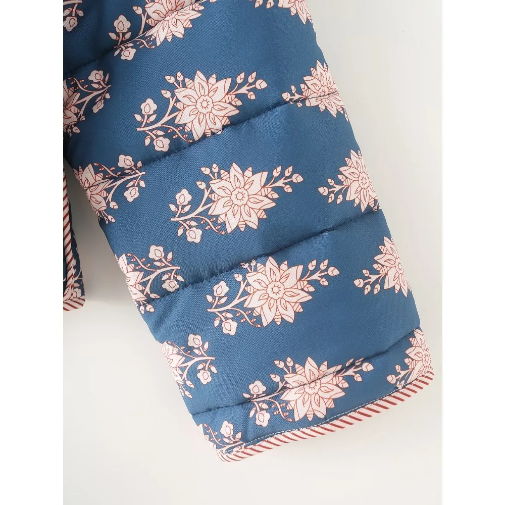 Стеганый женский кардиган с цветочным принтом длинным рукавом