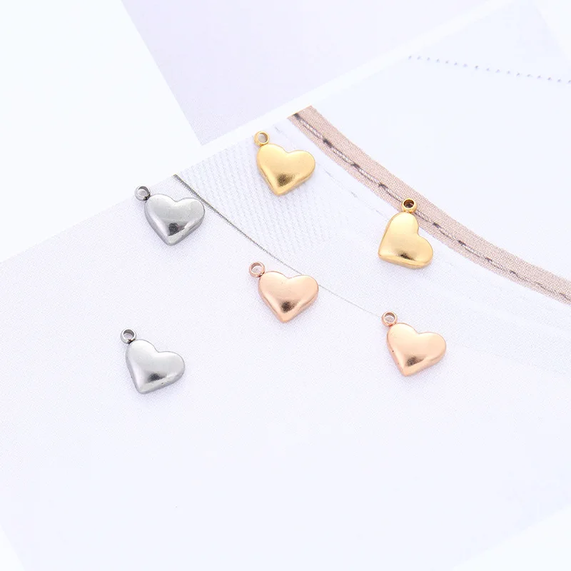 

20Pcs 12*10mm PVD Plated Mirror Polished Stainless Steel 3D Heart Pendant Charms For DIY Making Necklaces Bracelets Jewelry