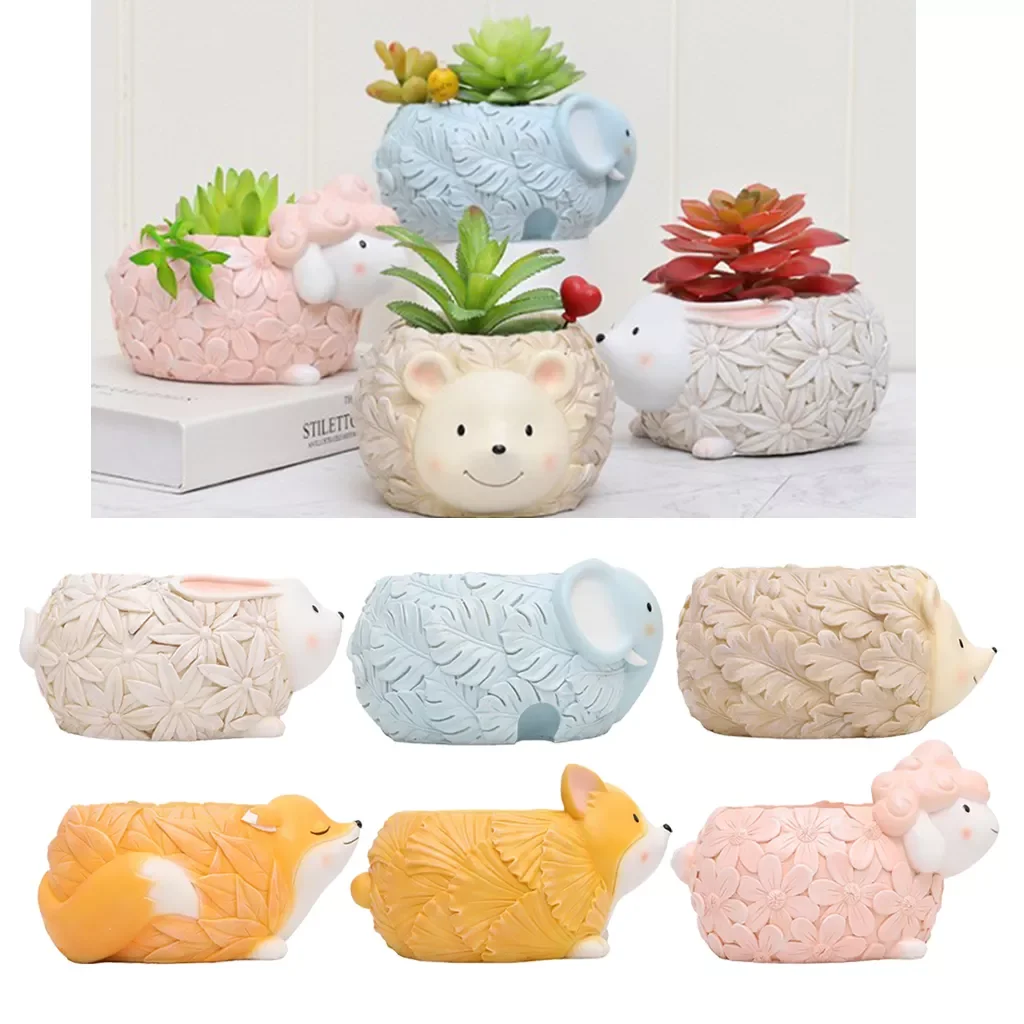 

NEW2022 Adorable Cartoon Animal Succulent Planter Flower Pot Home Mini Fairy Garden