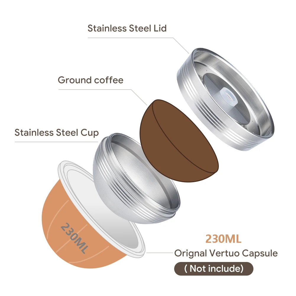 Многоразовые капсулы из нержавеющей стали для Nespresso Vertuo Next многоразовый фильтр