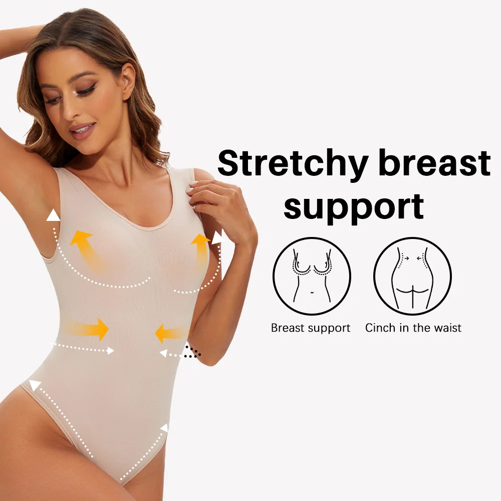 Seamless Shapewear Bodysuit for Women Body Shaper Thong Shaping Sculpting Breast Slimming Wide Shoulder Straps Shapers New