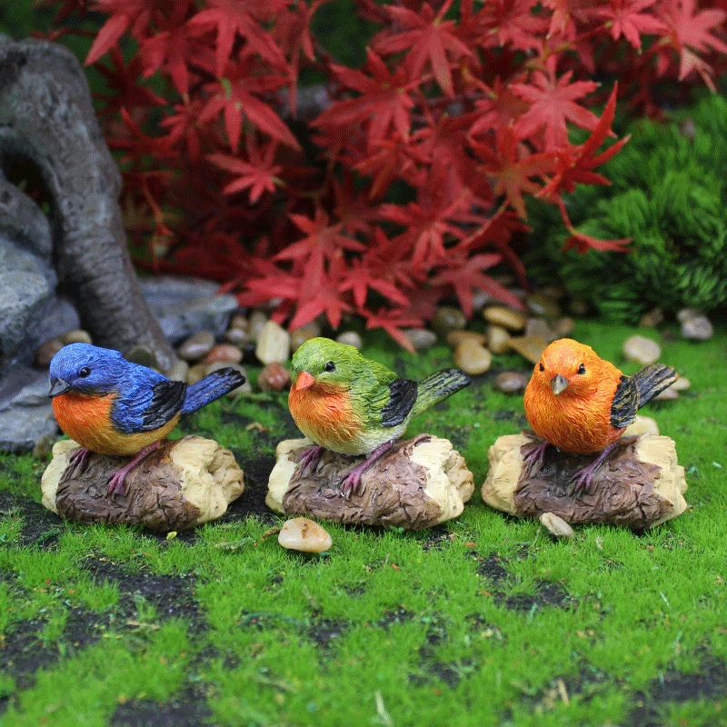 

2022 New Arrival Micro Landscape Simulation Bird Ornaments Resin Animals Crafts Courtyard Garden Home Decoration