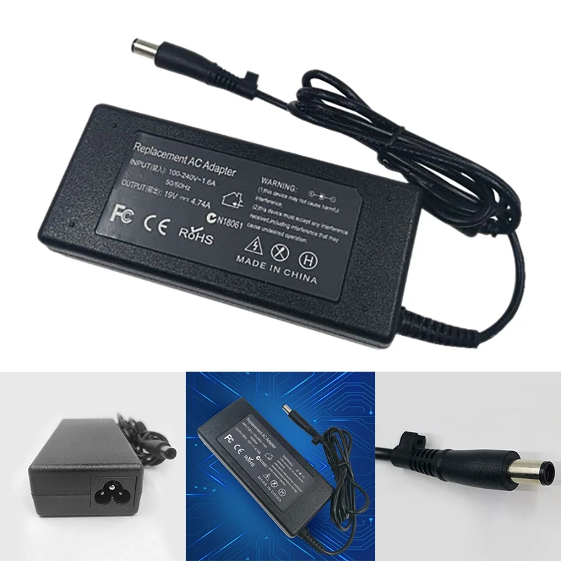 

Laptop Power Adapter Universal 90W AC100V-240V To DC 19V 4.74A 7.4X5.0Mm Plug For HP Laptop Charger