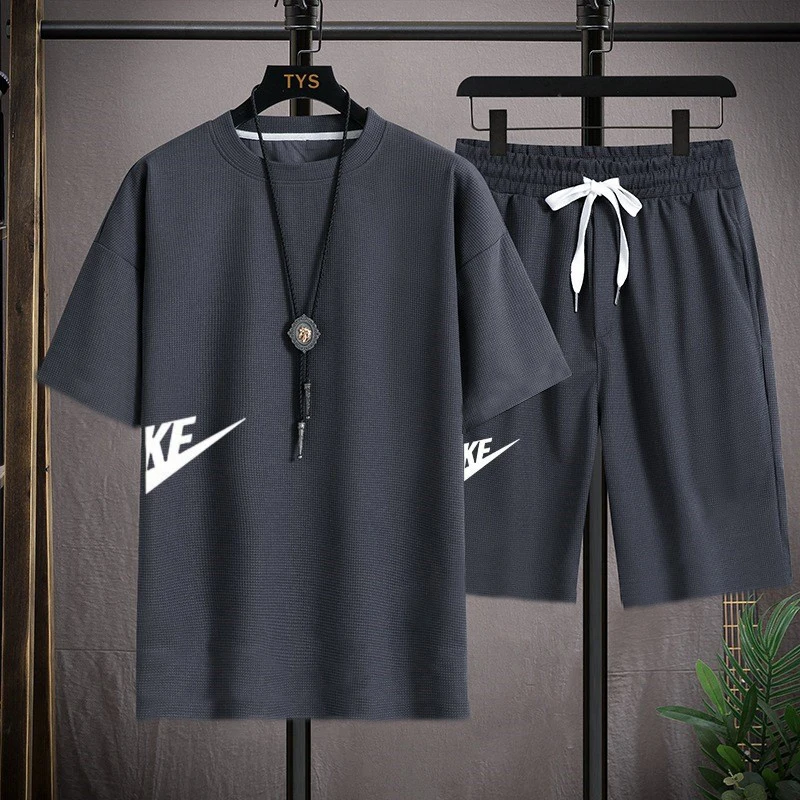 Men's Sets Fashion Korean Tracksuit Men Short Sleeve T Shirts+Sport Shorts Suit Men Casual Men Clothing Mens Joggers Sets Summer