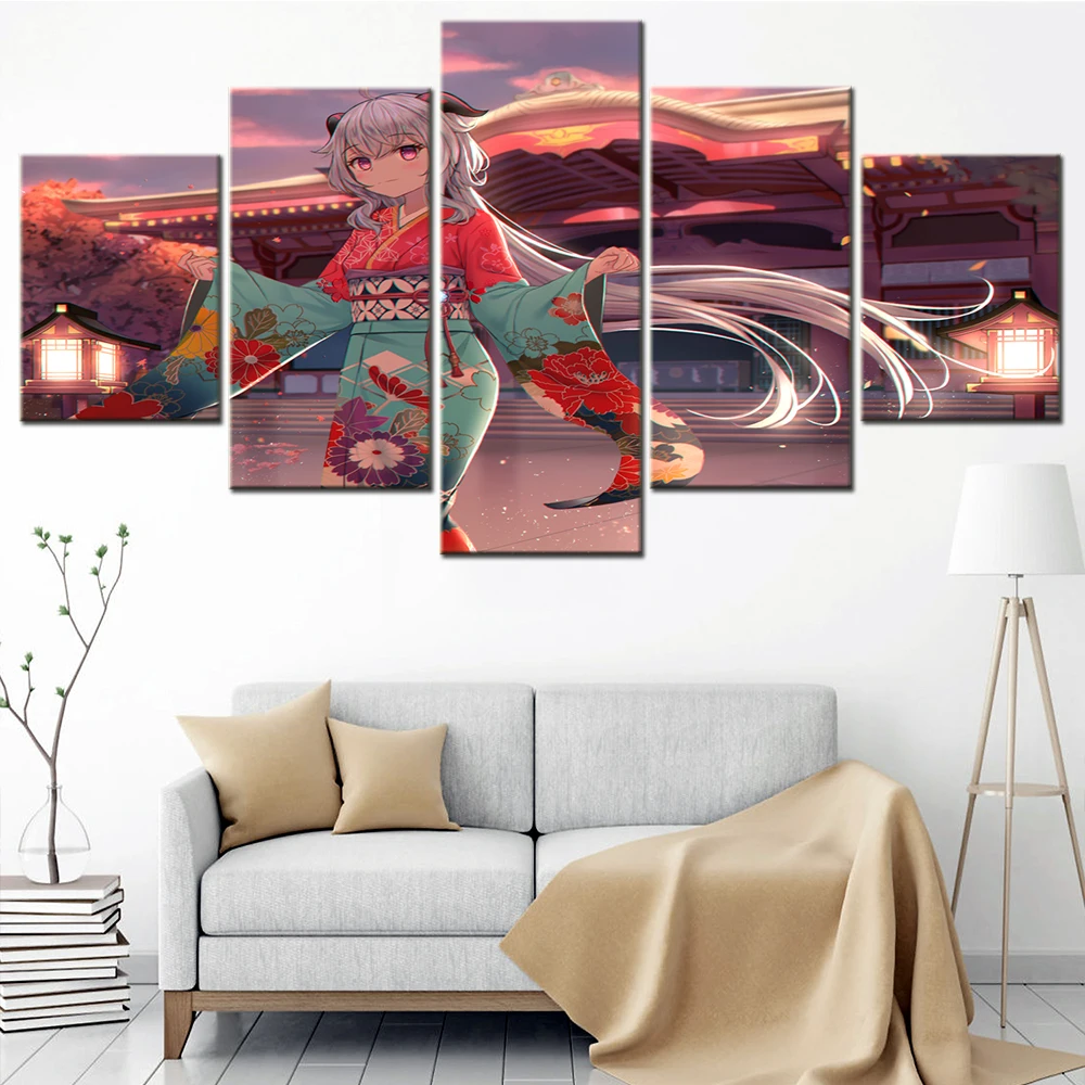 

Canvas Prints Art Modern 5 Pieces Wall Picture Abstract Painting Genshin Impact Games Artwork Framed Home Decor Bedroom Poster