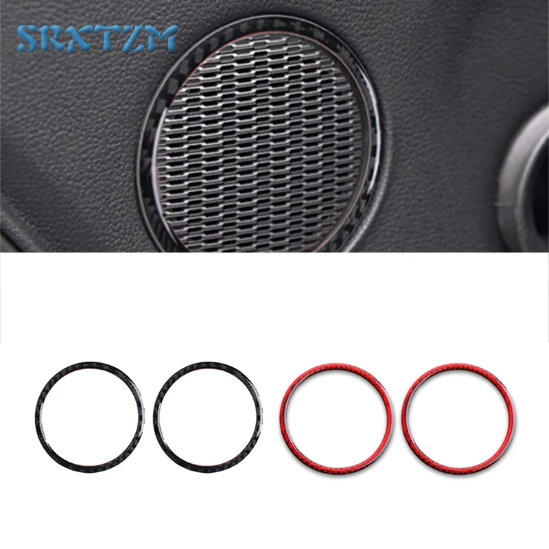 

Car Door Horn Ring Sticker Real Carbon Fiber Audio Speaker Frame Trim For Ford Mustang 2015-2019 Decorative Accessories