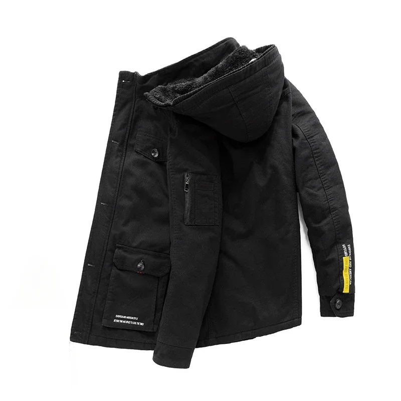 Prowow Зимняя хлопковая куртка мужское пальто с плотным бархатом повседневное из