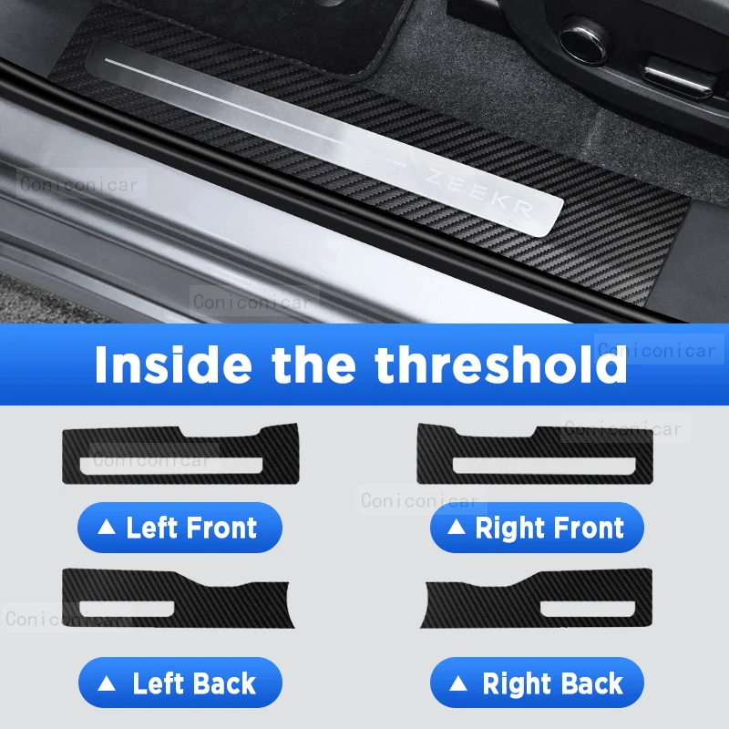 Для ZEEKR 001 EV 2023-2025 Автоматическая защита задней двери, педаль порога, текстура из углеродного волокна, аксессуары, кожаный Стайлинг, наклейка на автомобиль из искусственной кожи
