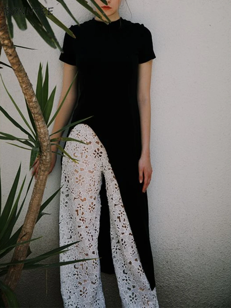 

Long T-shirts Women Simple Design Streetwear Popular Sexy Personality Solid Holiday European Style Prevalent Slim Leisure Summer