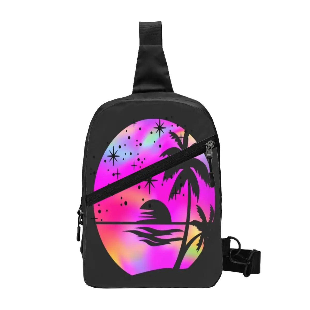 

Pink Holographic Rainbow Palm Trees Chest Package Retro Portable Daily Nice gift Multi-Style