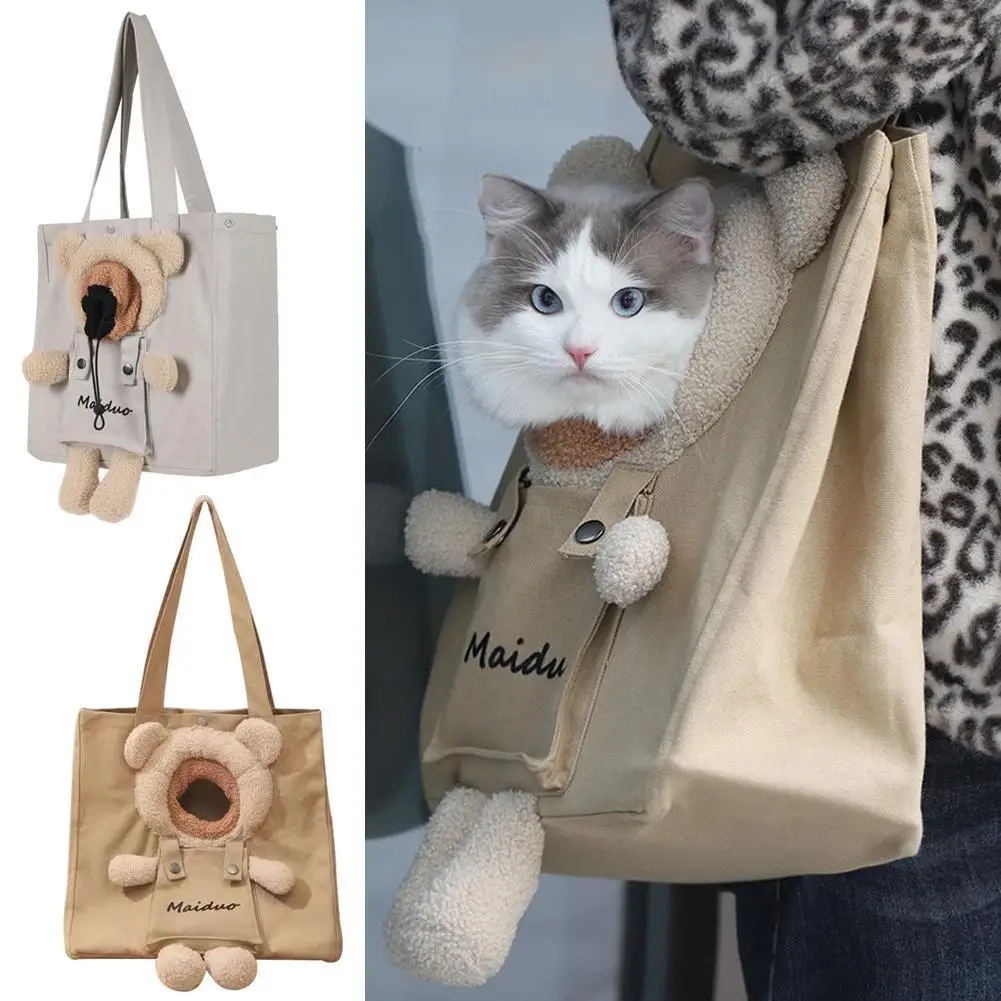 

Dogs Cats Handbag Can Be Exposed Head Lion Shape Shoulder Bag Canvas Outdoor Convenient Small Cats Dogs Pet Bag Pet Items
