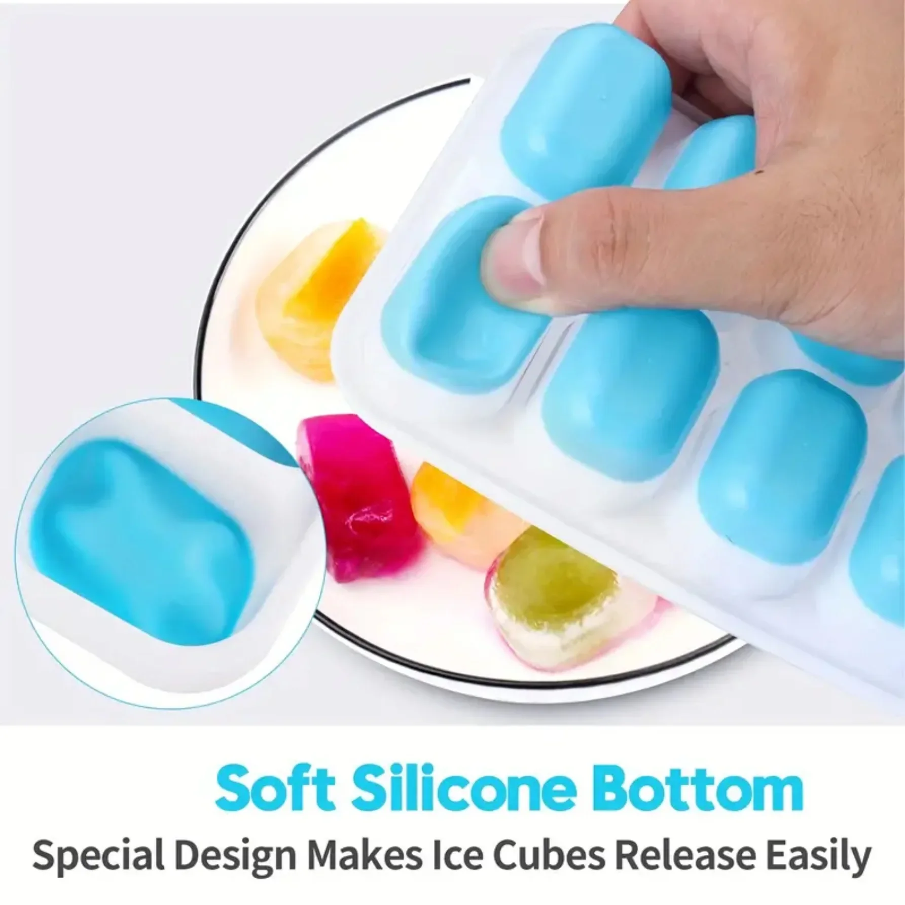 Силиконовая форма для льда с 14 ячейками и крышкой Штабелируемая сделай сам