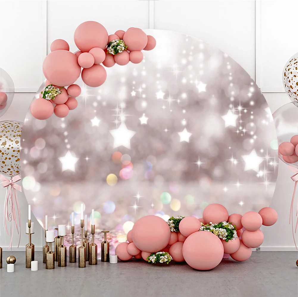 

Shiny Star Round Photography Background Dream Glitter Polka Dot Background Wedding Baby Birthday Party Decorations Backdrop