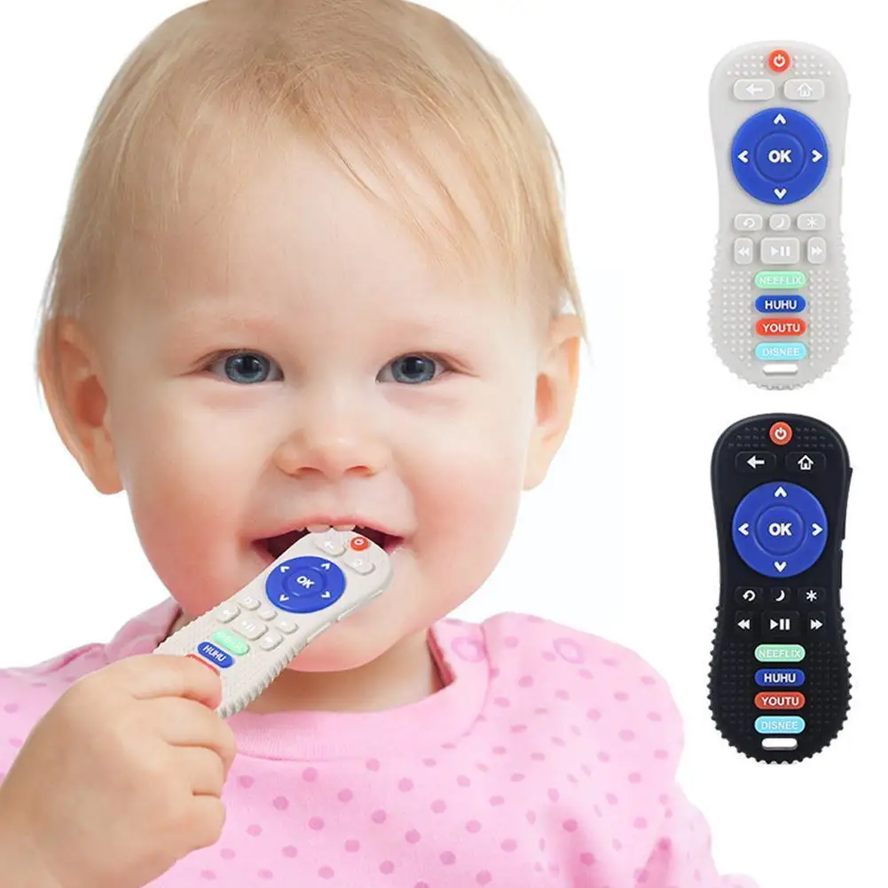 Soft Silicone Baby Teething Toys Pressable Remote Control, Remote Control Game Controller Teething Toy For Babies 6-12 Mont Q7O4