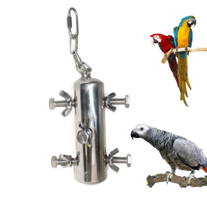 

Bird Standing Toy Parrot Chewing Toy Birdcage Hanging Perch Toy Medium Large Birds Cage Stainless Steel Swing for Conure