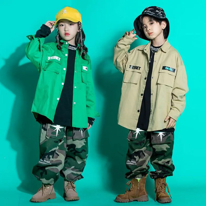 Детская одежда для показов в стиле хип-хоп рубашка шнура куртка камуфляжные