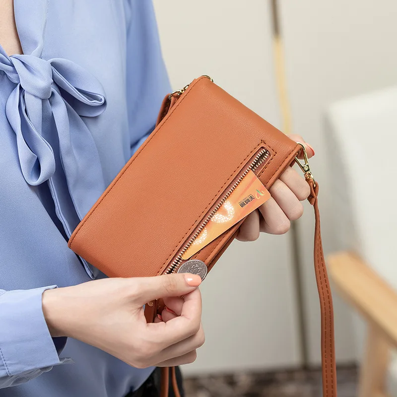 Fashion Mini Mobile Phone Bag High Quality Wild Korean Version Cute PU Solid Color Key Coin Purse Vertical Shoulder Bag Women