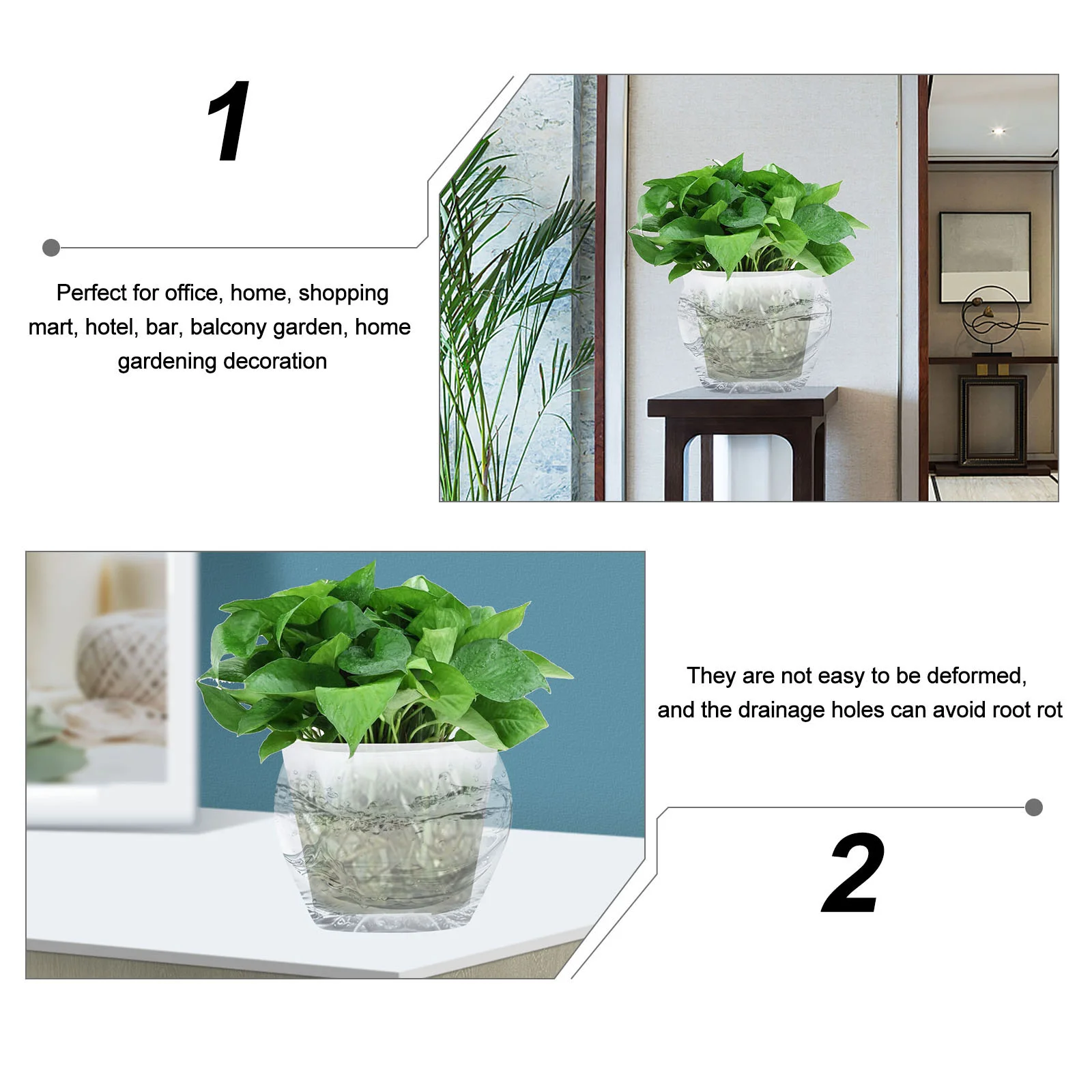 10 шт. горшок для контроля раковины с корнем Scindapsus Aureus цветочные горшки круглый