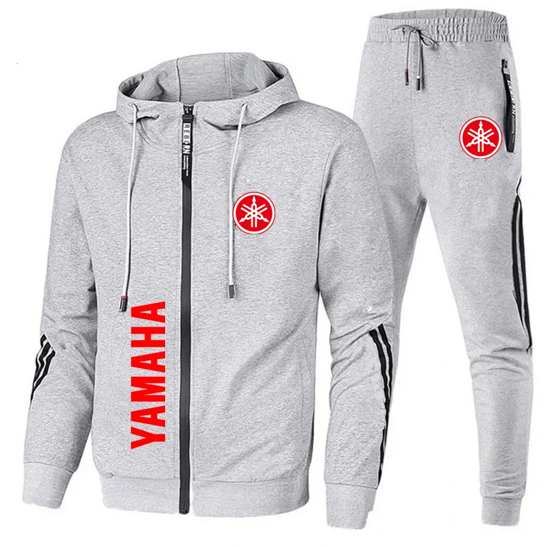 New Yamaha Clothing Tracksuit Men Sportswear Zip Pullover+Pant 2 Piece Sets Casual Fitness Jogging Sweatshirt Man Clothes