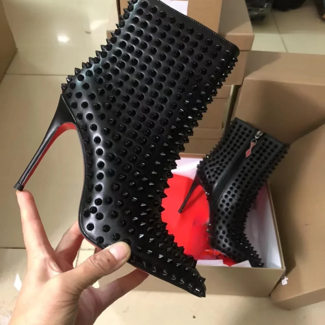 Nude Studded Copy Leather Pumps 2cm Platform Women Shoes Red Bottom High  Heel 5.9 Free Shipping - AliExpress