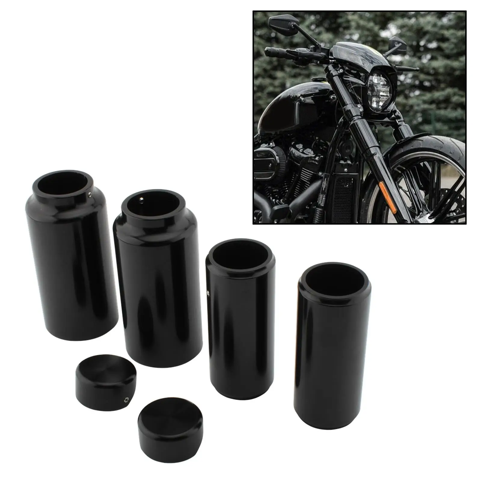 

6in1 Fork Cover Set Tube Cap Kit for Aggressor Breakout FXBR FXBRS 2018 2019 2020 2021 Black