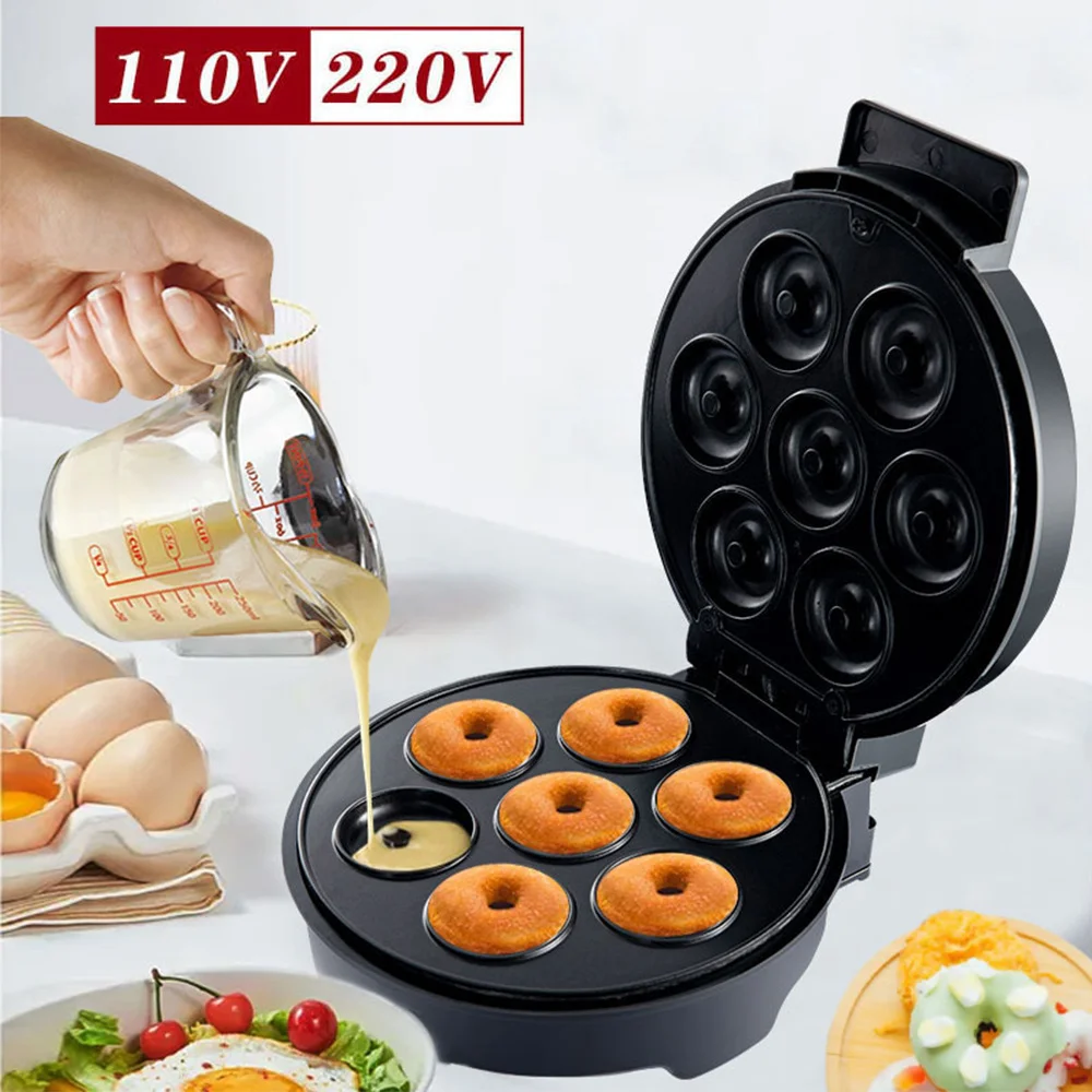 

110V/220V Mini Donut Machine Electric 1000W Non-stick Coated Kitchen Donut Maker Kid's Snacks Desserts Breakfast Makes 7 Donuts