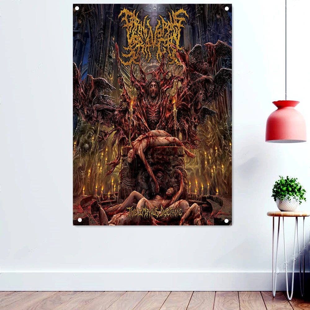 

Cannibal Corpse Scary Skull Tattoo Rock Band Icon Flag Disgusting Bloody Art Wallpaper Banner Heavy Metal Music Art Works Poster