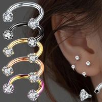 1pc stainless steel crystal hoop ring piercing nose ear belly rings women men cartilage helix earrings daith piercing jewelry