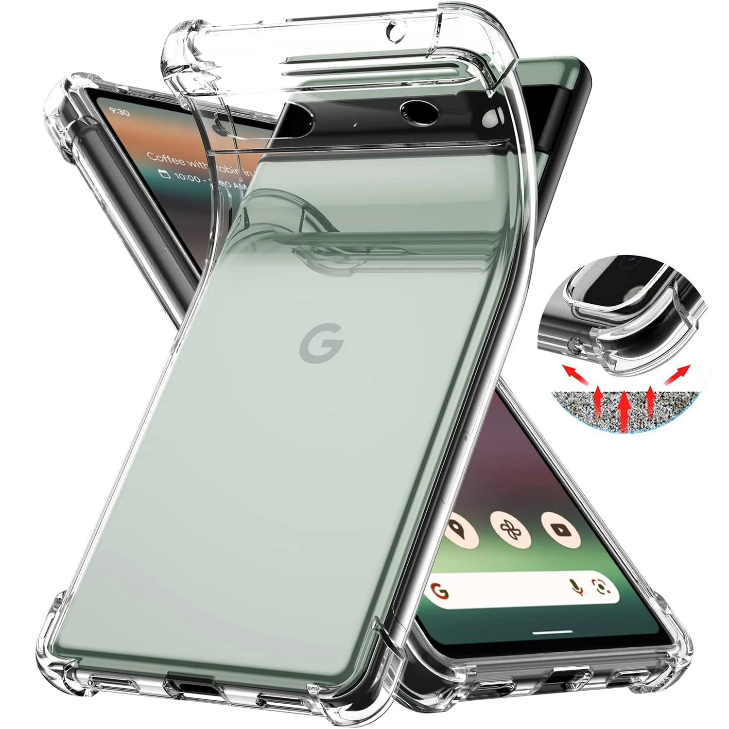 

Soft Clear Cover for Google Pixel 7A Flexible Shockproof Transparent TPU Case with Reinforced Corners for Google Pixel 7A